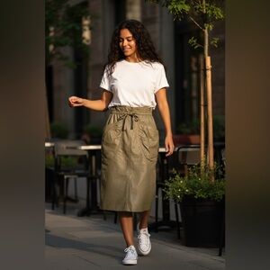 Vintage Lambskin Pencil Skirt w/ Paperbag Waist